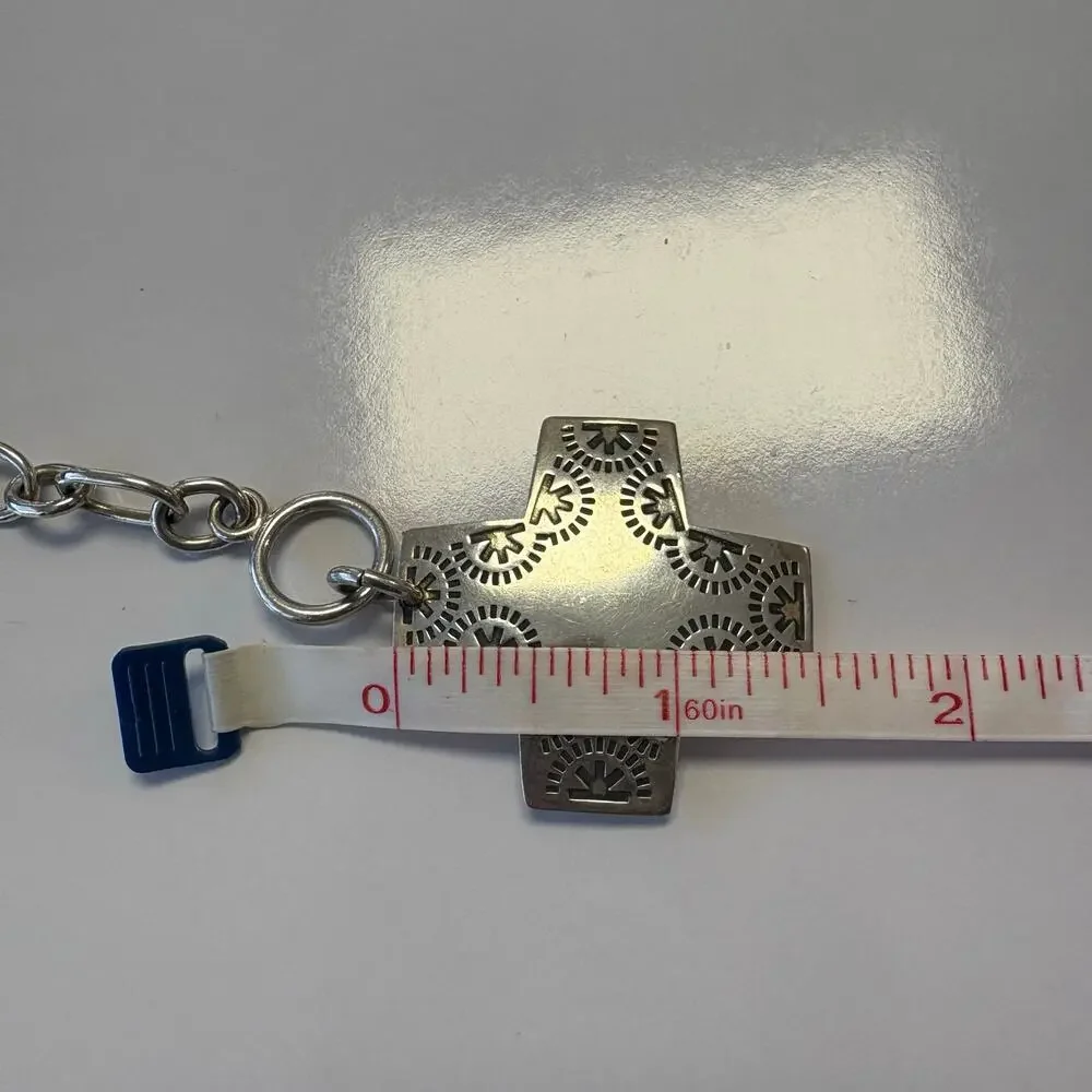 SILPADA 925 Sterling Silver Cross Necklace Toggle Closure Chunky Chain - Picture 9 of 9